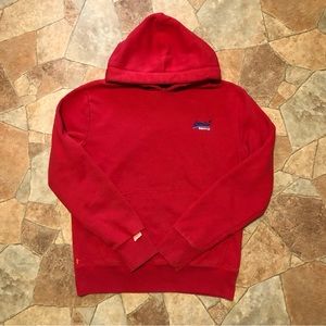 Superdry Orange Label Red Hooded Sweatshirt Hoodie Size XL